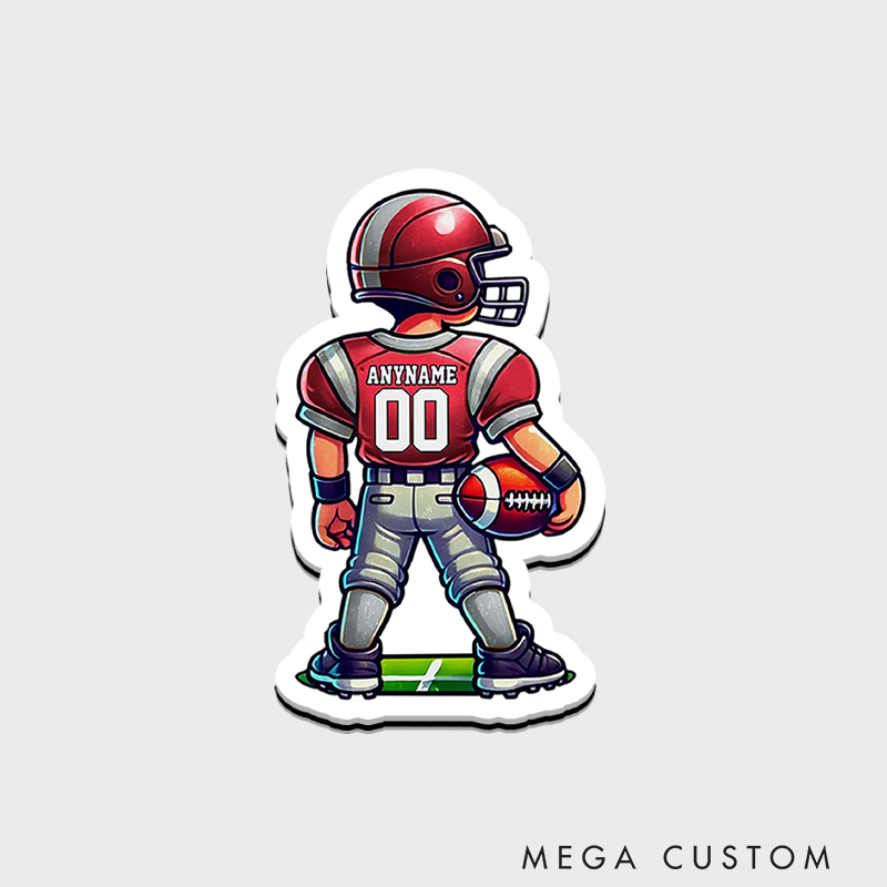 Personalized American Football Player Fridge Magnets with Custom Name and Number on the back