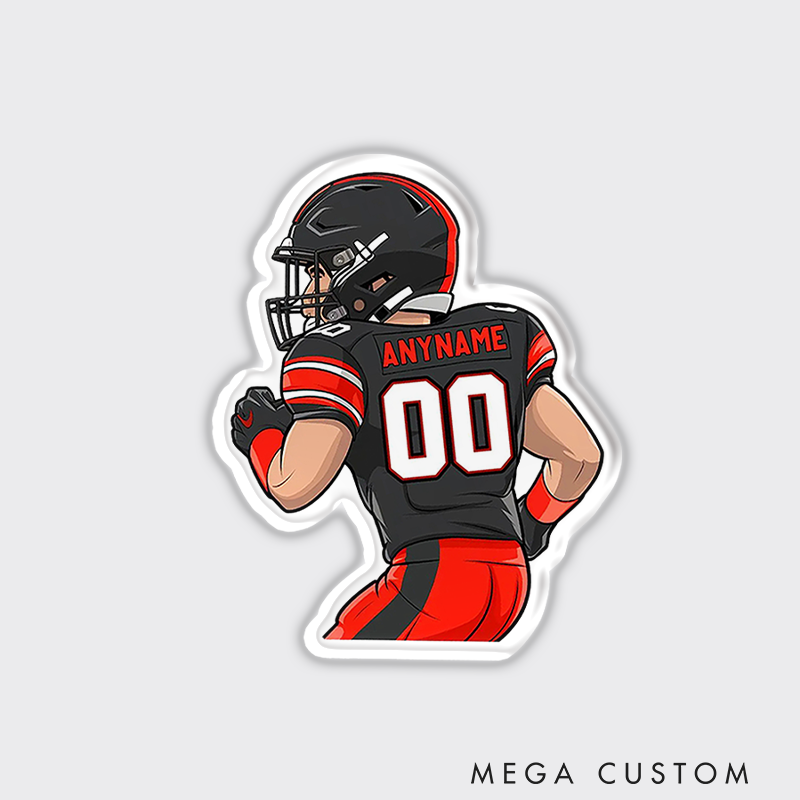 Personalized American Football Fridge Magnets with Custom Name and Number on the Player Back Side