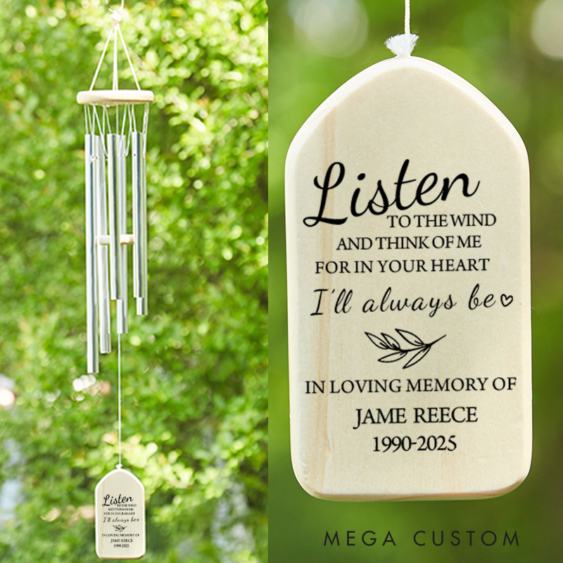 Personalized Listen to the Wind Chime in Loving Memory Of Wind Chime Gift for Loss of A Loved One Sympathy Gift In Your Heart Memorial Chimes
