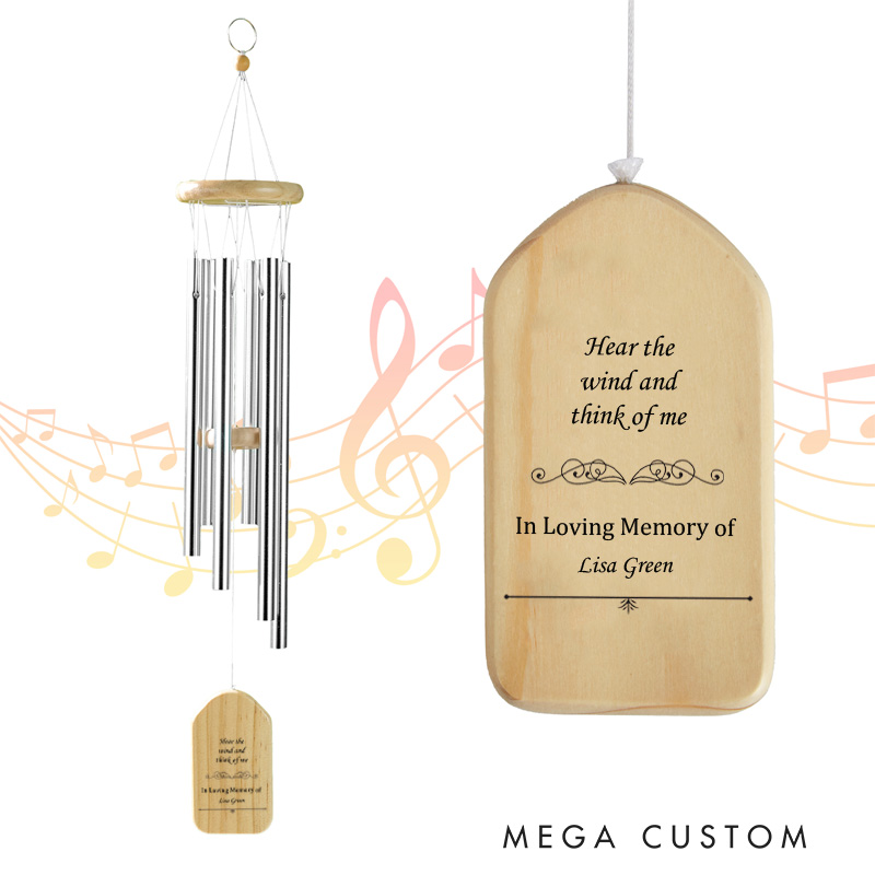 Personalized Wind Chimes Memorial Tribute Wind Chime the Wind And Think of Me Remembrance Gift Bereavement Gift for Loss of Loved One