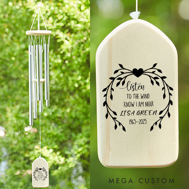 Personalized Memorial Wind Chimes Custom Memorial Gift Listen to the Wind Sympathy Wind Chime Remembrance Gifts for Loss of Loved One 