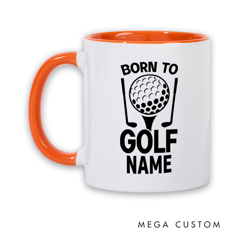 Personalized Born to Golf Mug with Custom Name and Stylish Design Perfect Gift for Golf Enthusiasts
