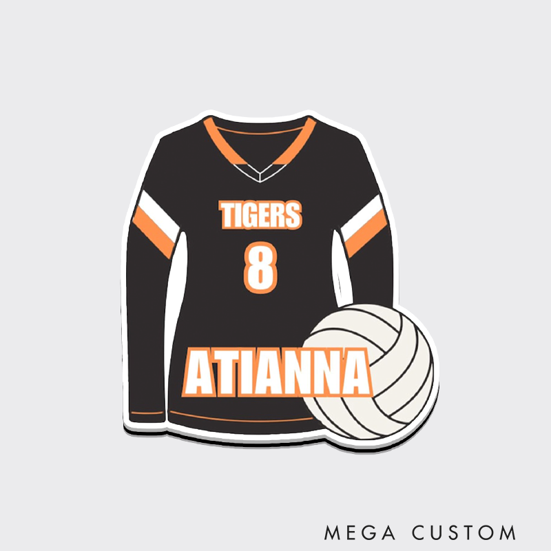 Personalized Volleyball Jersey and Ball Fridge Magnets with Custom Team Name, Player Name and Number