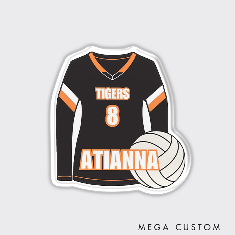 Personalized Volleyball Jersey and Ball Fridge Magnets with Custom Team Name, Player Name and Number