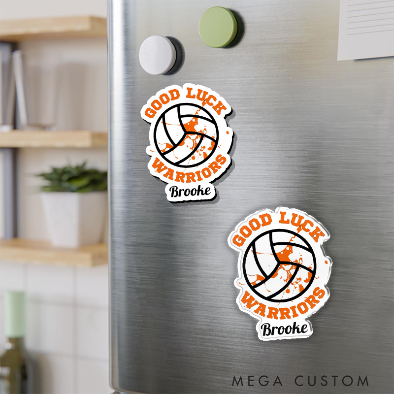 Personalized Good Luck Volleyball Fridge Magnets with Custom Player Name and Team Name for Athlete