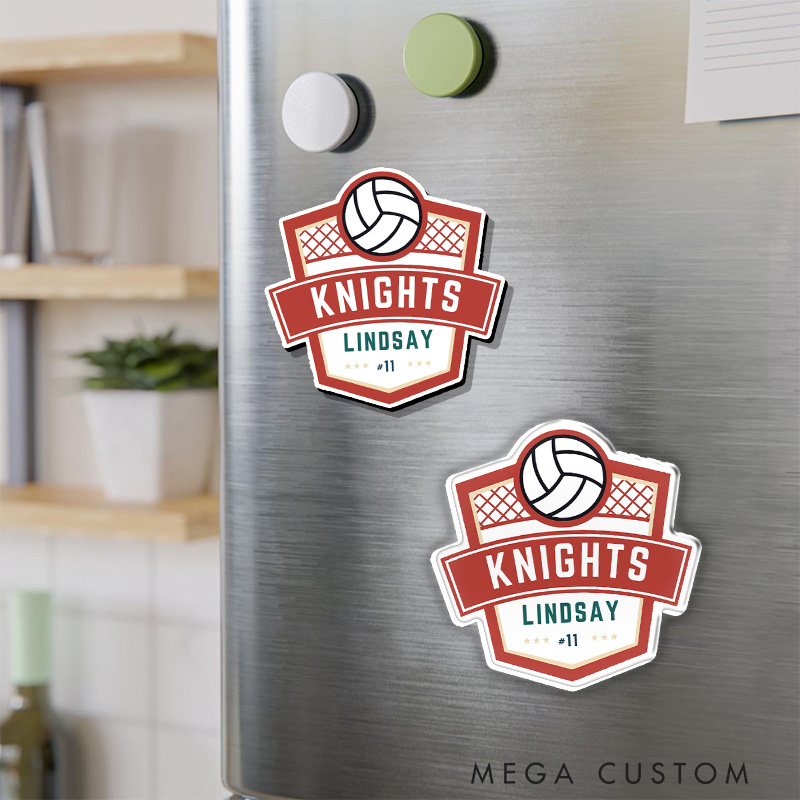 Personalized Volleyball Fridge Magnets with Custom Team Name, Player Name and Number for Athlete