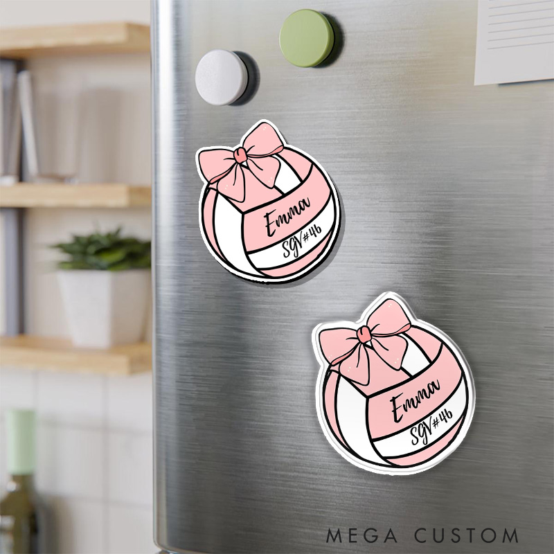 Personalized Volleyball Vibrant Design Fridge Magnets with Custom Text for Team Players