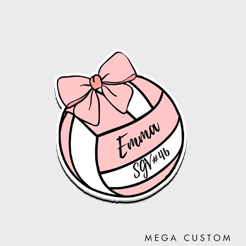 Personalized Volleyball Vibrant Design Fridge Magnets with Custom Text for Team Players