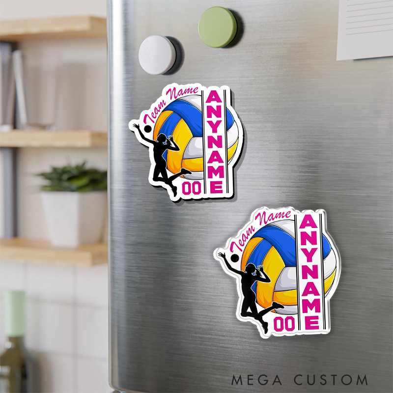 Personalized Volleyball Design Fridge Magnets with Custom Player Team Name and Number