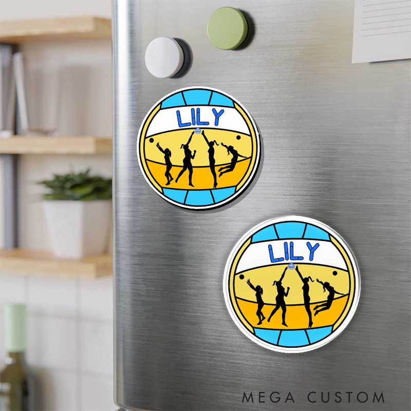 Personalized Volleyball Design Fridge Magnets with Custom Player Name for Player Gift