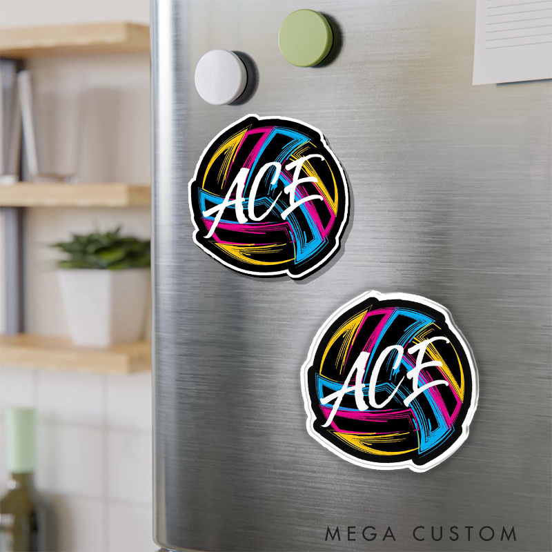 Personalized Volleyball Vibrant Design Fridge Magnets  with Custom Text