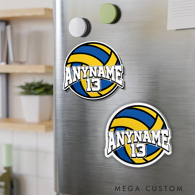 Personalized Volleyball Design Fridge Vibrant Design Fridge Magnets with Custom Player Name and Number