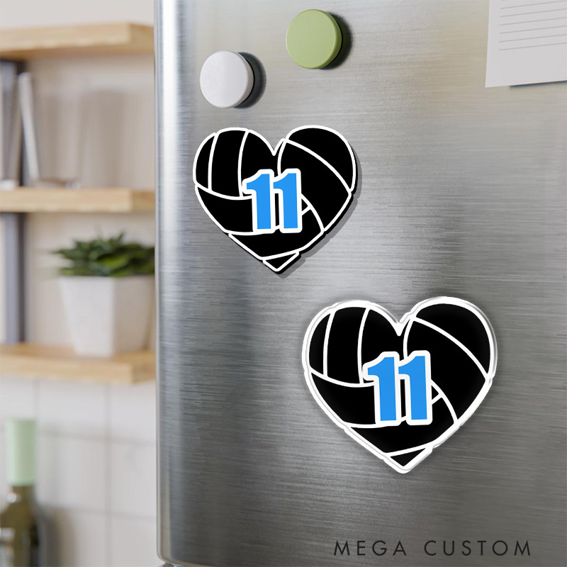Personalized Volleyball Design Number Fridge Vibrant Design Fridge Magnets with Custom Player Number for Sport Gift