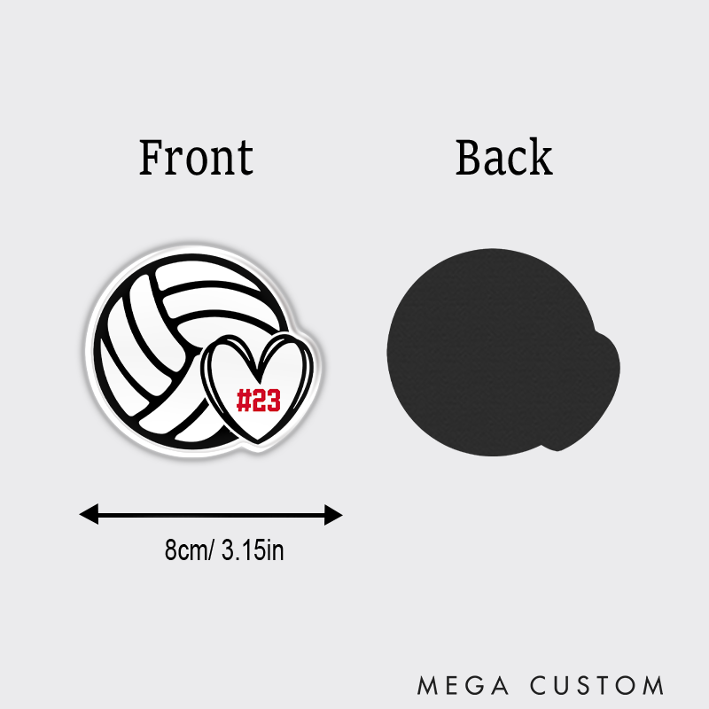 Personalized Volleyball Heart Number Design Fridge Magnets with Custom Number