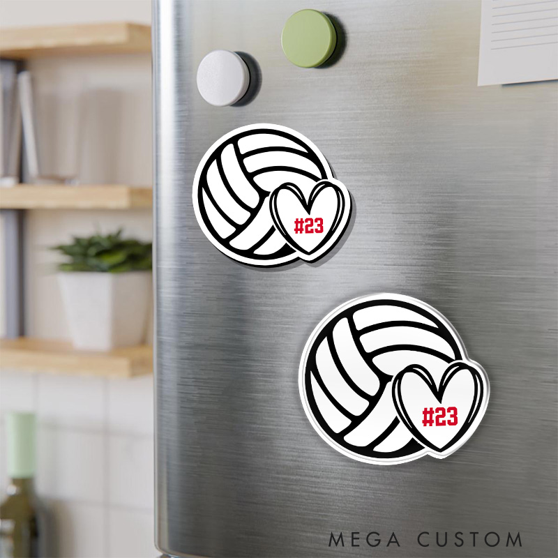Personalized Volleyball Heart Number Design Fridge Magnets with Custom Number