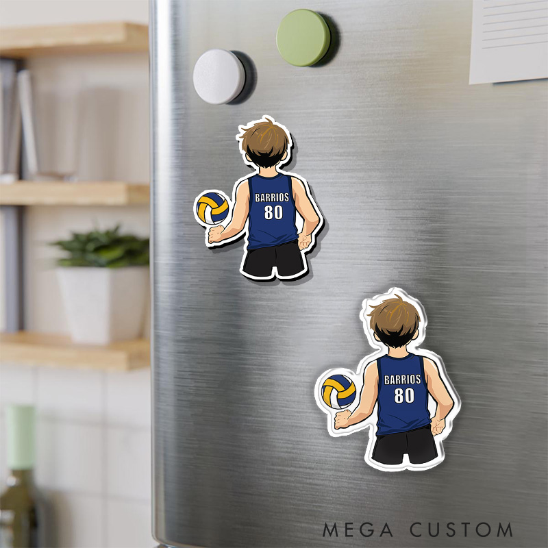  Personalized Volleyball Design Fridge Magnets with Custom Player Name and Number for Player Gift