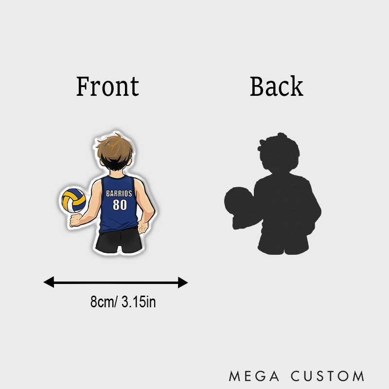  Personalized Volleyball Design Fridge Magnets with Custom Player Name and Number for Player Gift