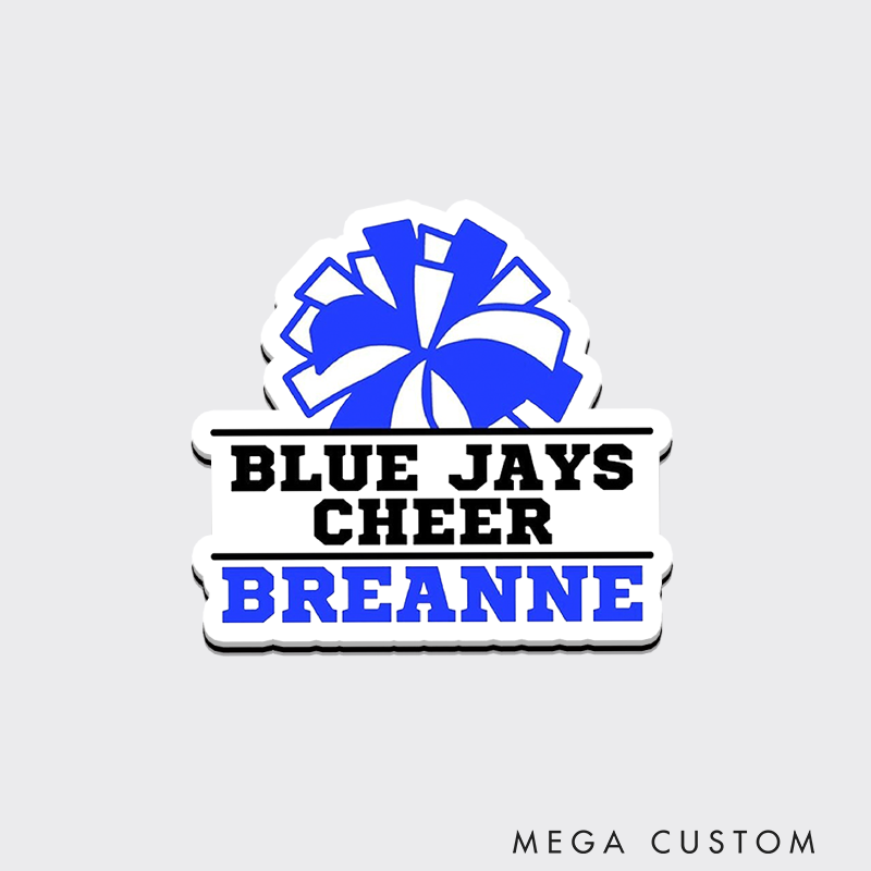 Personalized Sport Cheerleader Fridge Magnets Customize with Your Team Name and Text