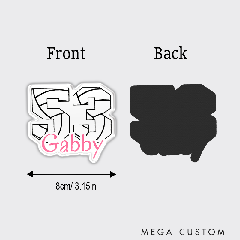 Personalized Volleyball Number Fridge Magnets with Custom Player Name and Number