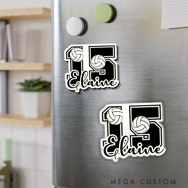 Personalized Volleyball Number Design Fridge Magnets with Custom Player Name and Number for Unique Gift
