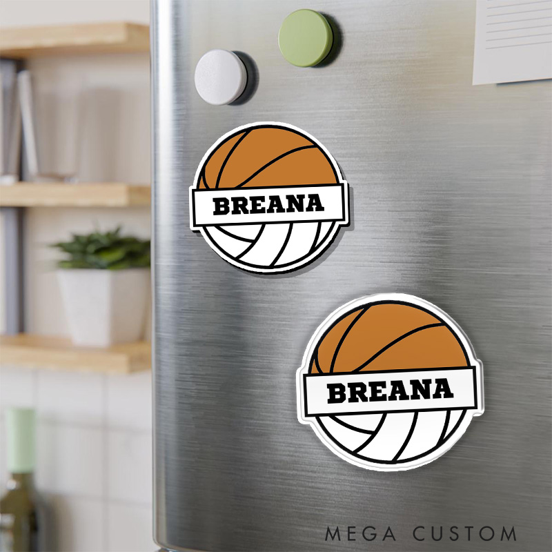 Personalized Volleyball and Basketball Design Fridge Magnets with Custom Team Name