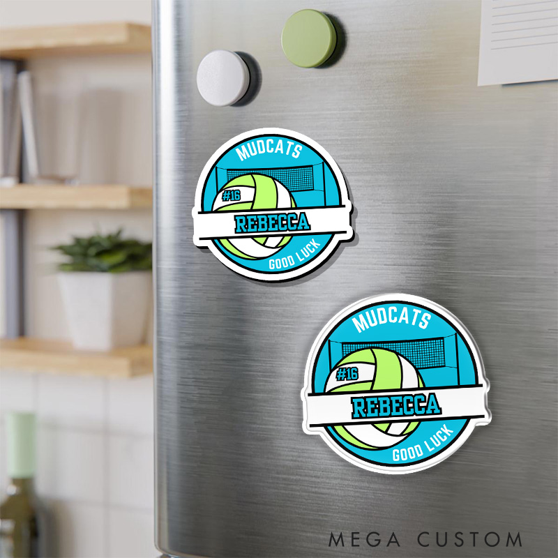 Personalized Good Lucy Volleyball Fridge Magnets with Custom Team Name, Player Name and Number for Game Day