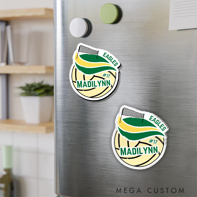 Personalized Volleyball Fridge Magnets with Custom Team Name, Player's Name and Number