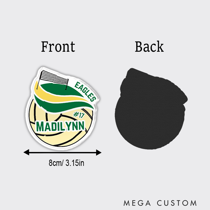 Personalized Volleyball Fridge Magnets with Custom Team Name, Player's Name and Number