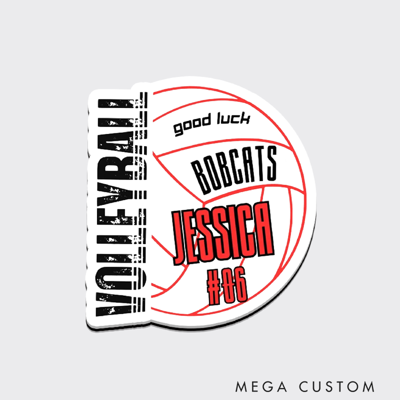 Personalized Good Luck Volleyball Fridge Magnets with Custom Team Name, Player Name and Number for Sporter