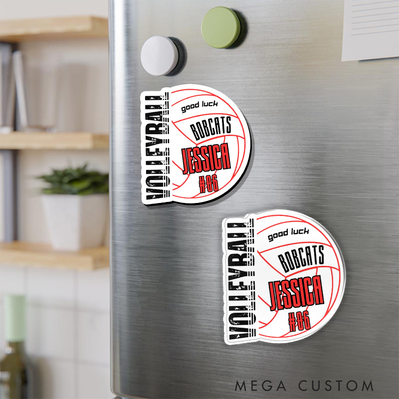 Personalized Good Luck Volleyball Fridge Magnets with Custom Team Name, Player Name and Number for Sporter