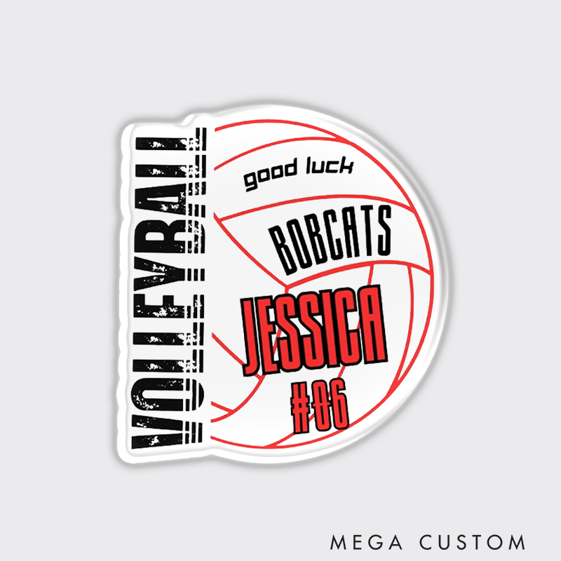Personalized Good Luck Volleyball Fridge Magnets with Custom Team Name, Player Name and Number for Sporter