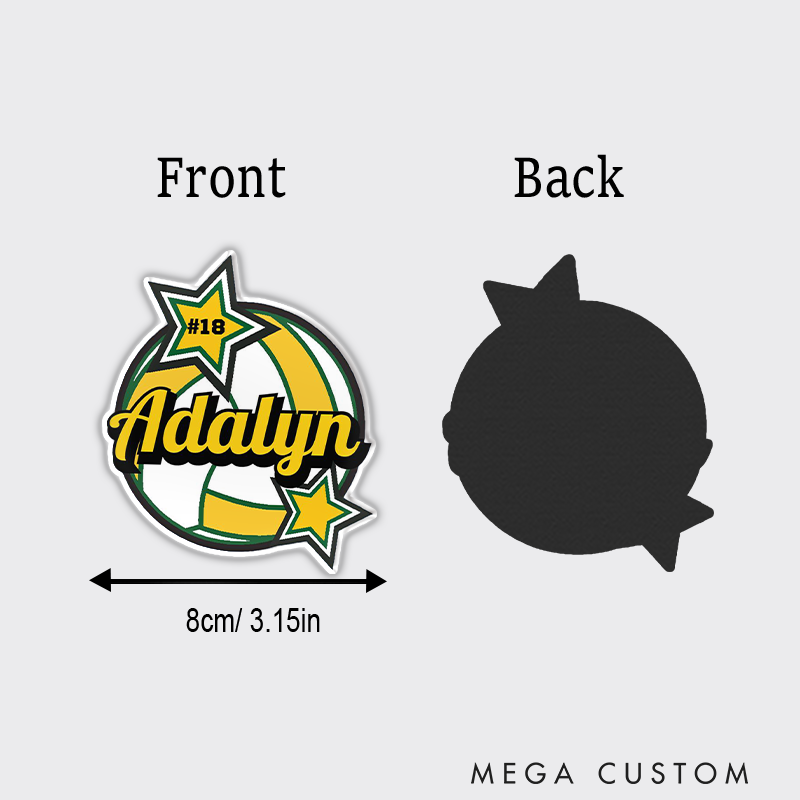Personalized Volleyball Star and Ball Fridge Magnets with Custom Player Name and Number for Game Day