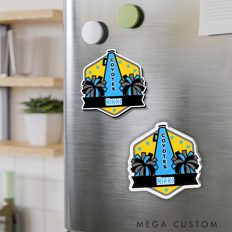 Personalized Sport Cheer Team Spirit Fridge Magnets with Custom Your Team Name and Player Name for Fans