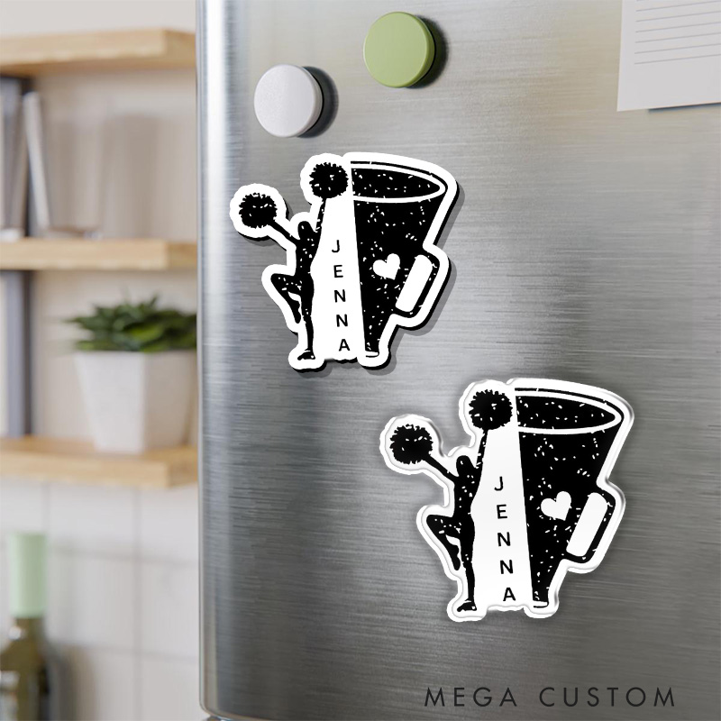 Personalized Sport Cheerleader Team Spirit Fridge Magnets Customize with Player Name for Cheer Gift