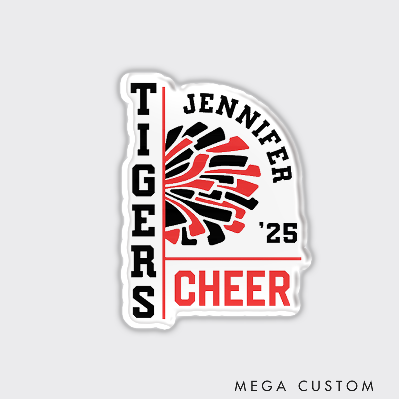 Personalized Sport Cheerleader Fridge Magnets Customize with Your Team Name and Number