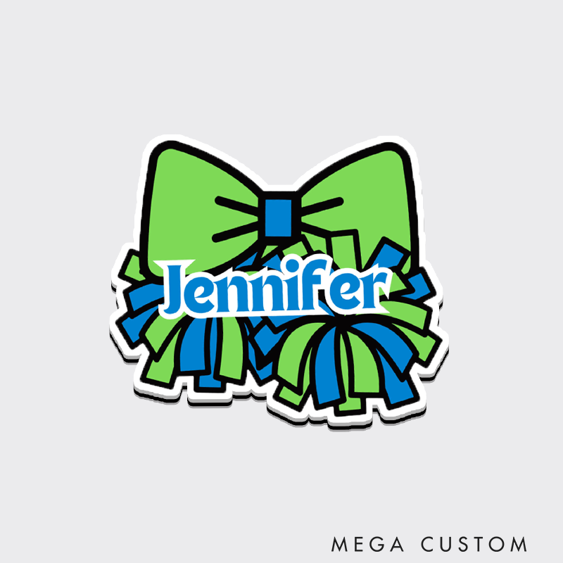 Personalized Sport Cheer Team Spirit Bow Fridge Magnets with Custom Player Name for Fans