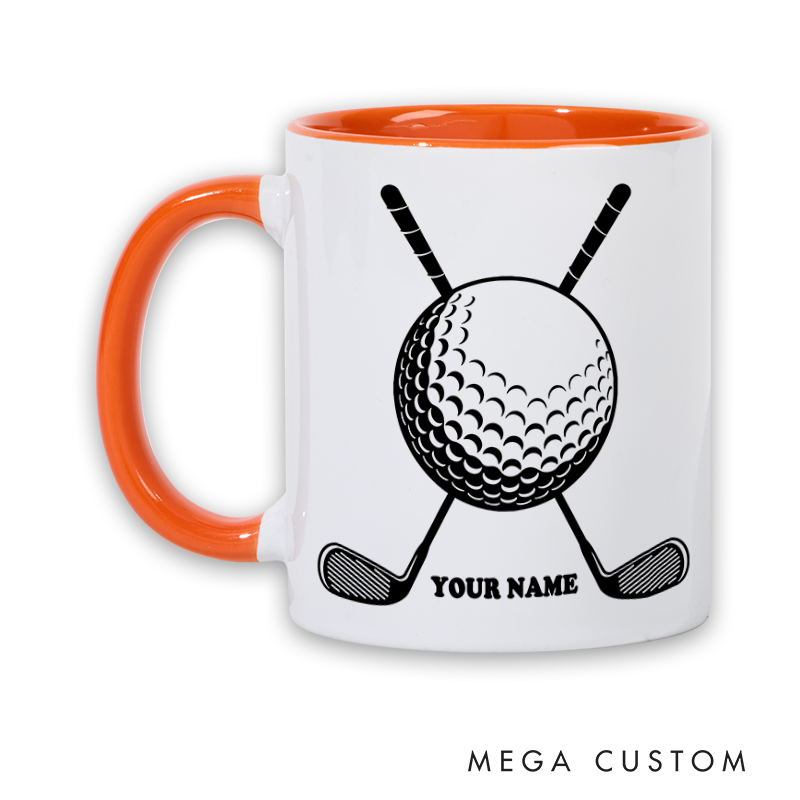 Personalized Golf Mug with Custom Name Golf Ball and Crossed Clubs Design Perfect Gift for Golf Enthusiasts