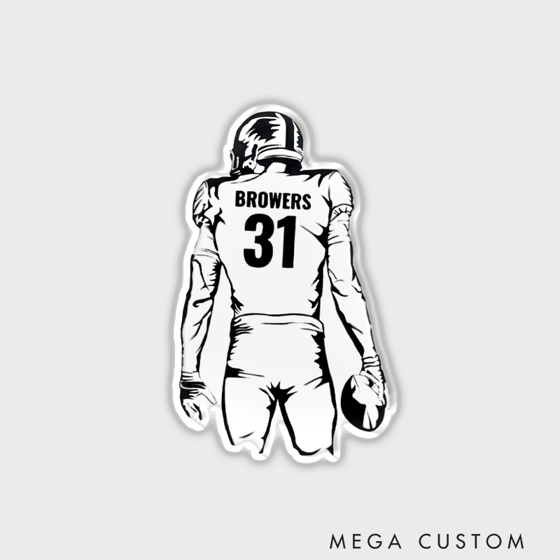 Personalized American Football Player Fridge Magnets Customize with Name and Player Number on the Back