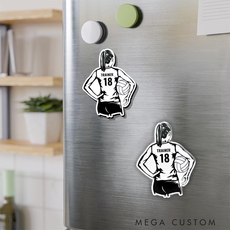 Personalized Volleyball Player Decal Fridge Magnets with Custom Player Name and Number on the back