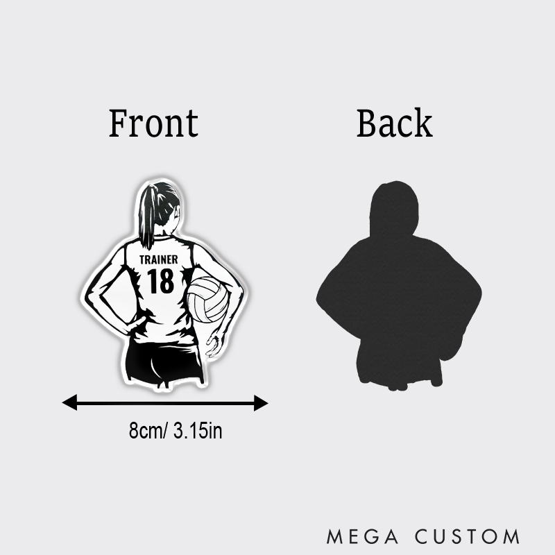 Personalized Volleyball Player Decal Fridge Magnets with Custom Player Name and Number on the back
