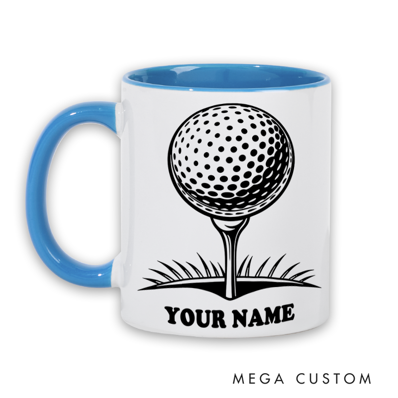 Personalized Golf Mug with Custom Name Golf Ball on Tee Design Perfect Gift for Golf Enthusiasts