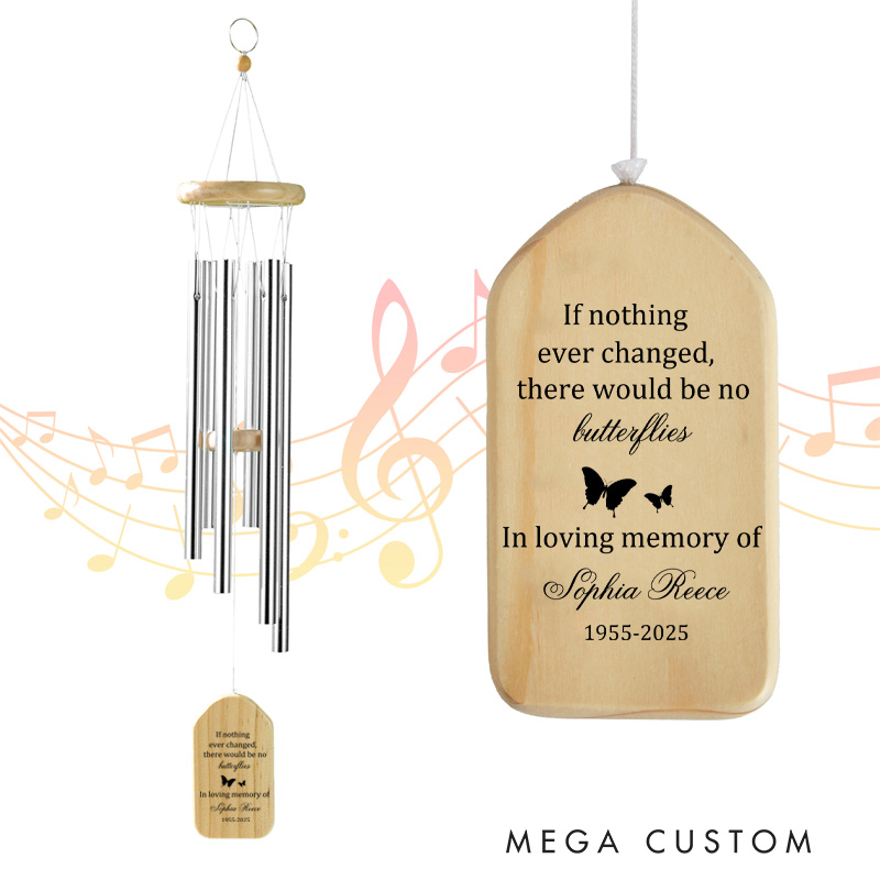 Personalized Wind Chime Memorial Butterfly Wind Chime in Loving Memory of Remembrance Gift Sympathy Wind Chimes for Loss of Mother Father or Loved One