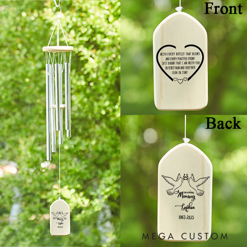 Personalized Memorial Wind Chime in Loving Memory Gift 33.46 Inch/25.6Inch Sympathy Chime for Loss of Loved One Grieving Bereavement Gift 