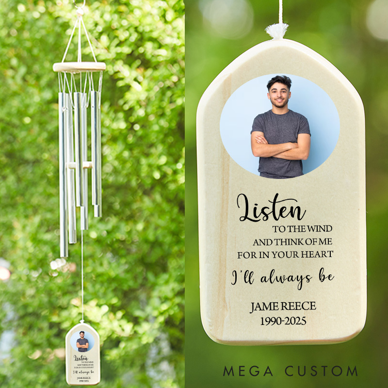 Personalized Memorial Wind Chime Custom Photo Remembrance Wind Chime Sympathy Gift Loss of Loved One Remembrance Gift Outdoor Decor