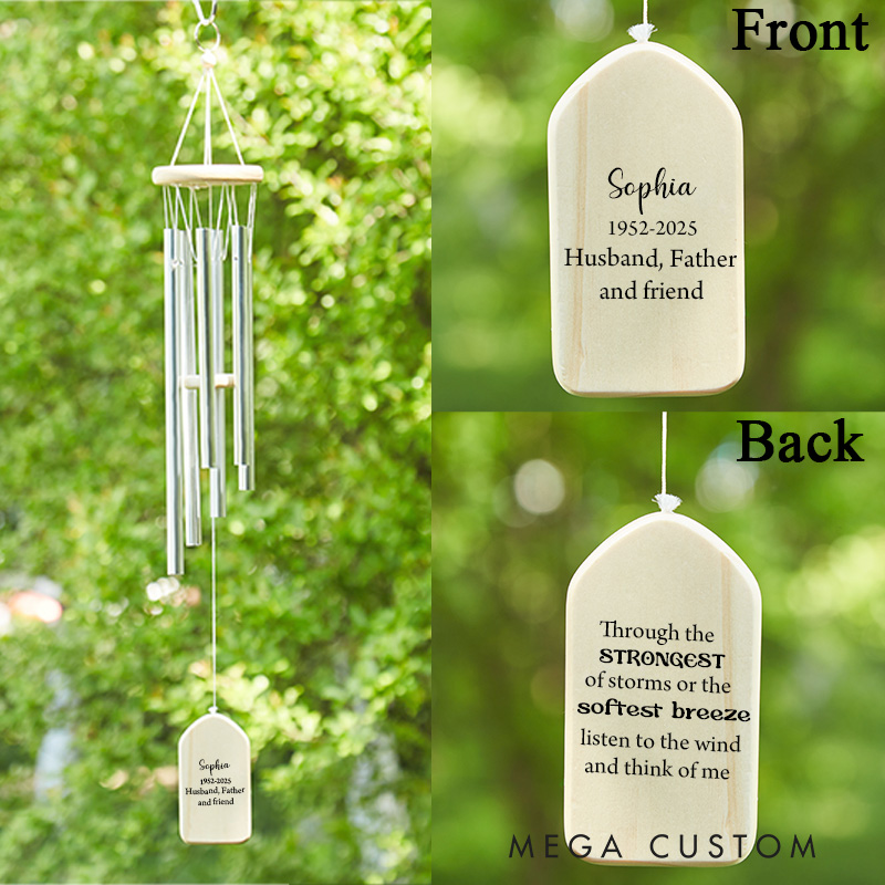 Personalized Memorial Sympathy Wind Chimes for Outside Loss of Loved One Mother Father for Bereavement/Condolence/Funerary Gift 33.46 Inch/25.6Inch