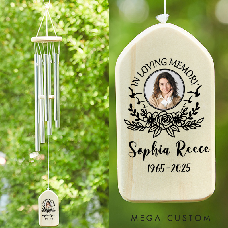 Personalized Photo Memorial Wind Chime for Loss of Loved Ones Someone We Love is in Heaven Wind Chime  Bereavement and Condolence Gift