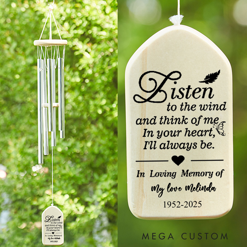 Personalized Memorial Wind Chimes Custom Sympathy Wind Chime for Loss of a Loved One Listen to the Wind Bereavement Gifts In Loving Memory Chimes