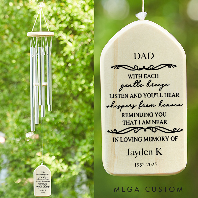 Personalized Wind Chimes Sympathy Gifts for Loss of a Loved One in Loving Memory of Dad Mom Wind Chime Bereavement and Condolence Gift 