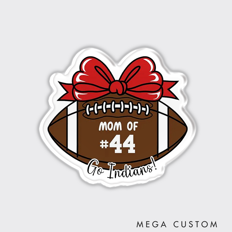 Personalized American Football and Rugby Mom Bow Fridge Magnets with Custom Player Decal Name and Number