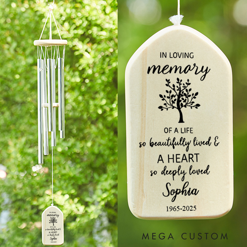Personalized Memorial Wind Chime Sympathy Wind Chime Gift Custom Photo Tribute Wind Chime Bereavement Gift Funeral Gift 